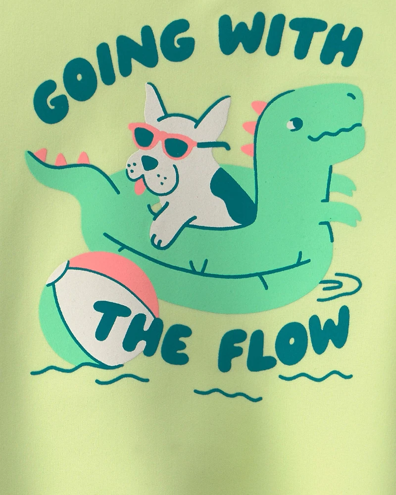 Baby Boy 2-Piece Dinosaur Rashguard Swimsuit Set - Green/Blue