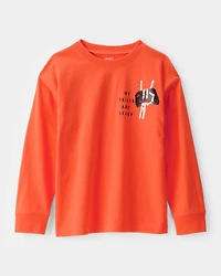 Kid Halloween Video Game Long-Sleeve Graphic Tee - Orange