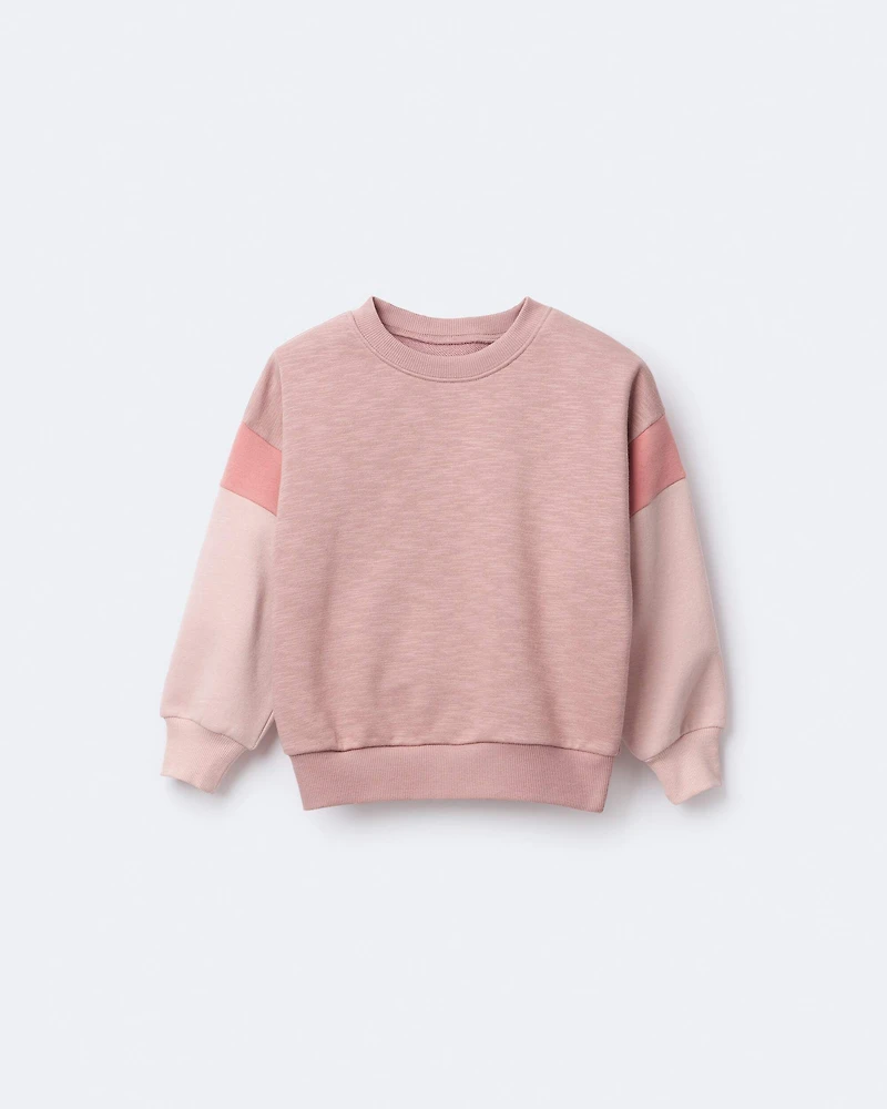 Toddler Girl Colorblock Dolman-Sleeve Sweatshirt - Mauve