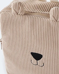 Bear Corduroy Square Backpack - Tan