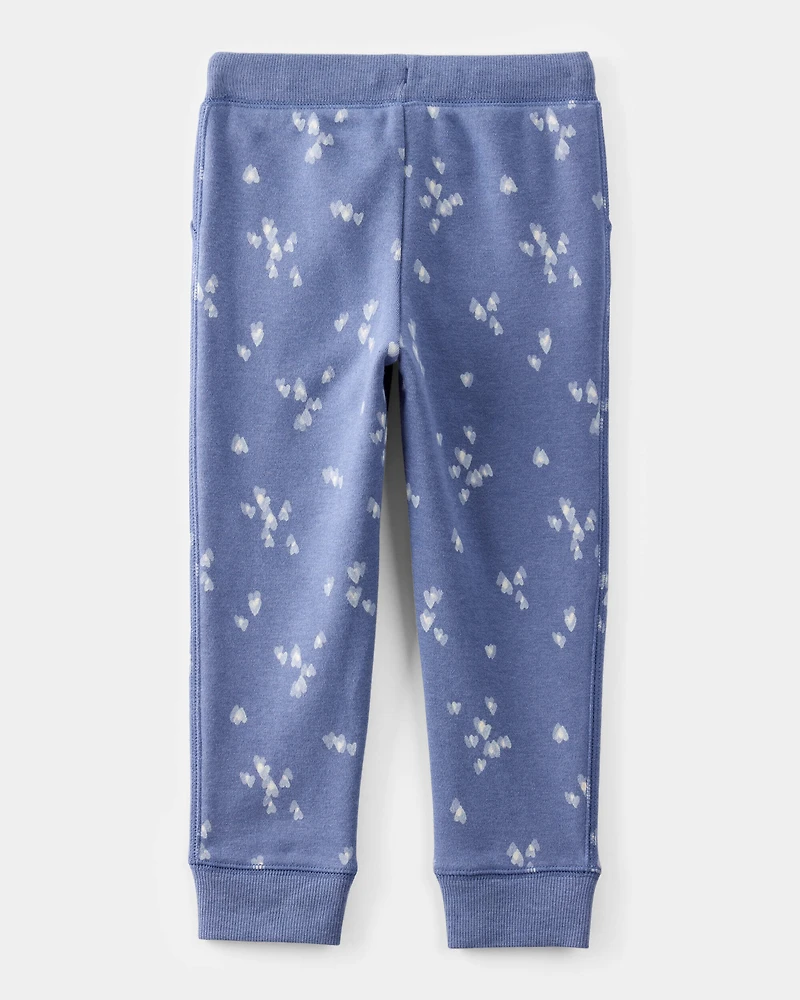 Toddler Girl 2-Piece Heart Print Logo Jacket & Joggers Set - Blue