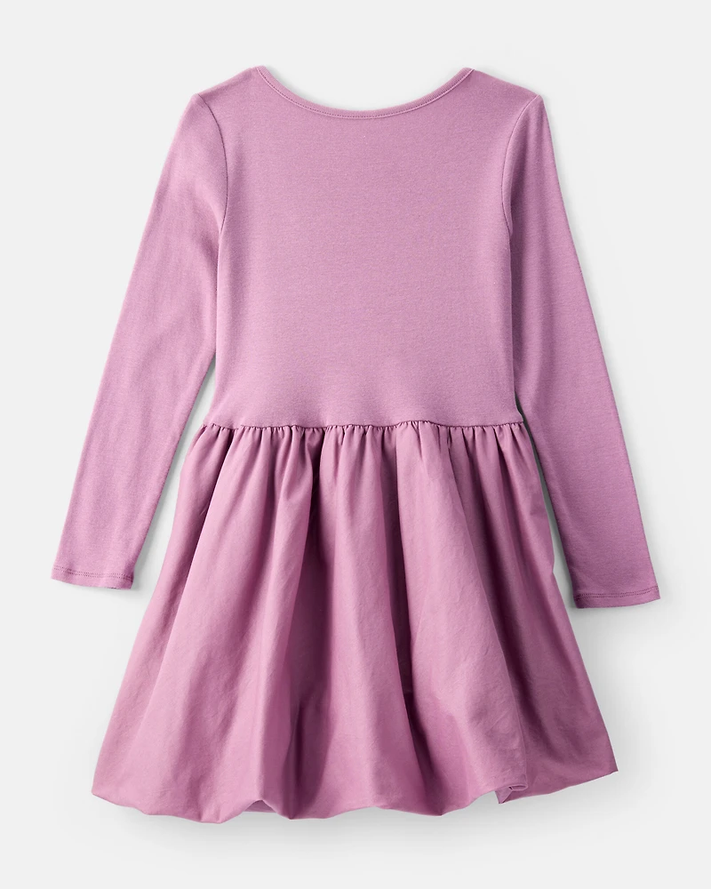 Girls Long Sleeve Cotton Bubble Dress