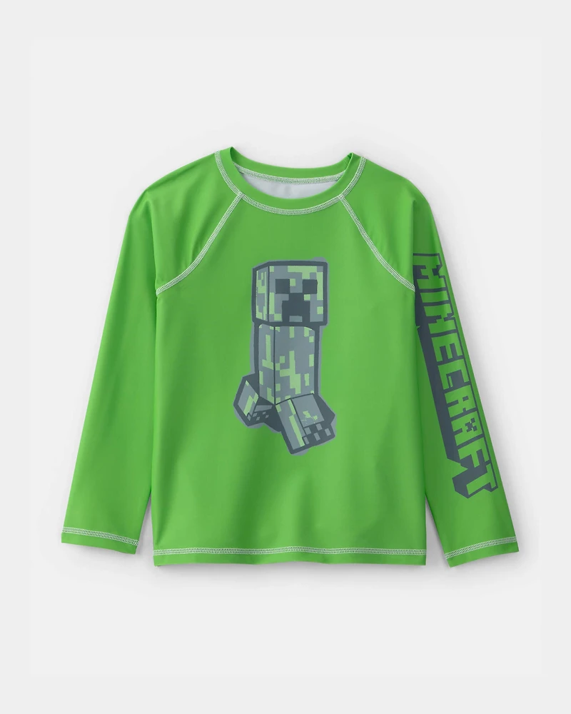 Boys 2-Piece Minecraft® Rashguard & Swim Trunk Set - Green