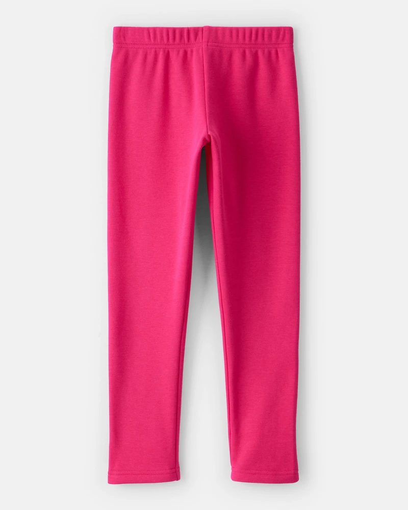 Kid Cozy Fleece Pull-On Stretch Leggings - Pink