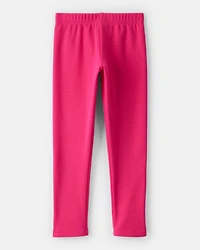 Kid Cozy Fleece Pull-On Stretch Leggings - Pink