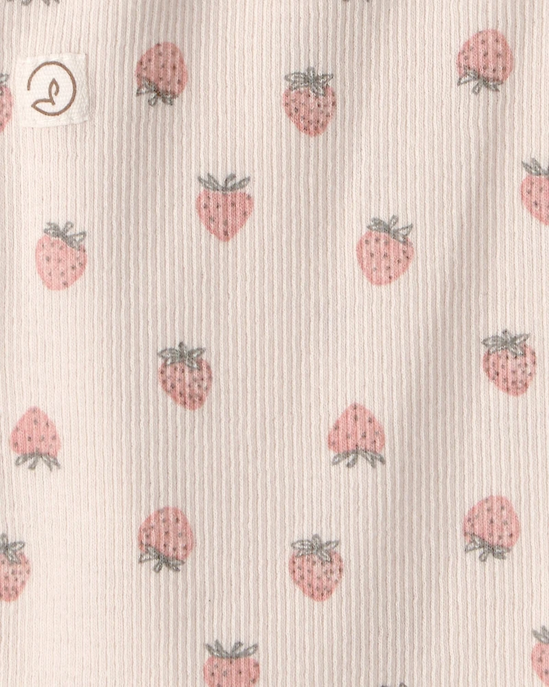 Baby Girl Organic Cotton Wrap Bodysuit in Strawberry Print