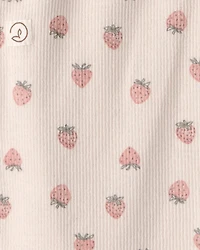Baby Girl Organic Cotton Wrap Bodysuit in Strawberry Print