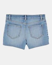 Kid Eyelet Hem Iconic Denim Short - Brit Wash