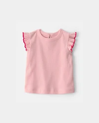 Baby Girl 2-Piece Chambray Romper Set - Pink/Blue