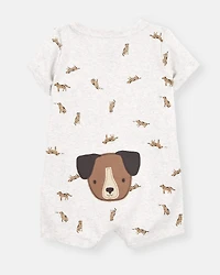 Baby Boy Dog Romper - Grey
