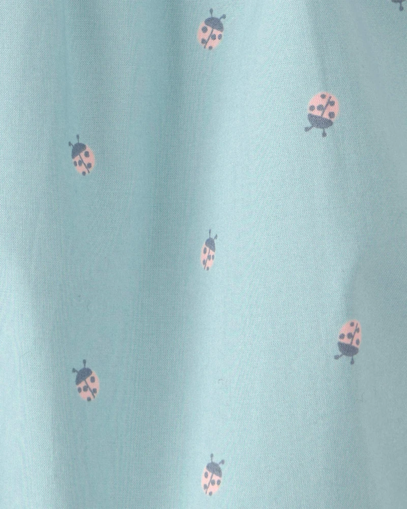Baby Girl Ladybug Flutter-Sleeve Romper - Blue