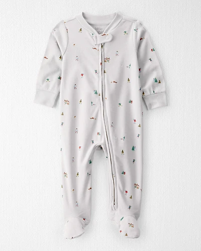 Baby Organic Cotton Sleep & Play Pajamas in Frosted Trail Print