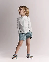 Toddler Boy Swim Trunk in Dot Print - Pale Blue