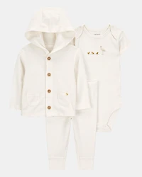 Baby 3-Piece Chick Little Cardigan Set - Ivory