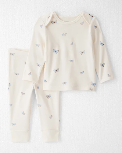Baby Girl 2-Piece Organic Cotton Ribbed Knit Set in Butterfly Breeze Print