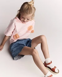 Toddler Girl Scalloped Shorts in Denim