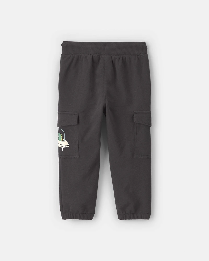 Toddler Boy Glow-in-the-dark French Terry Cargo Joggers - Black