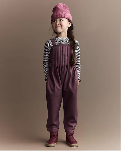 Toddler Girl Pleated Overalls - Purple