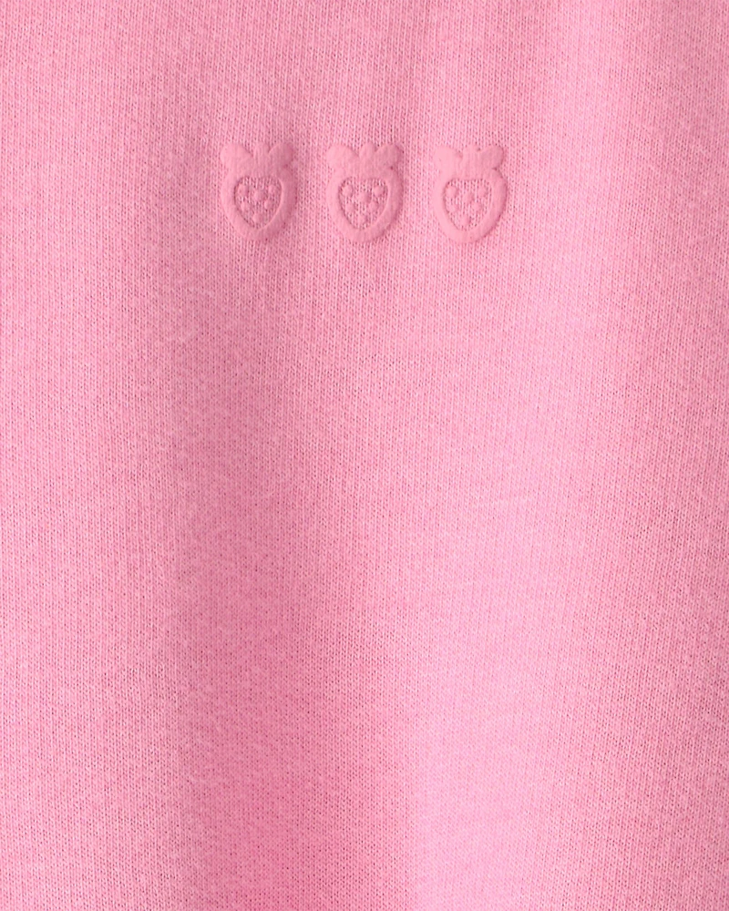 Baby Girl Strawberry French Terry Pullover Sweatshirt - Pink