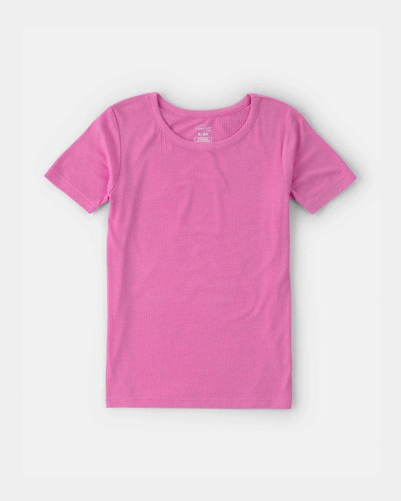Girls PurelySoft Short-Sleeve Snug Fit 2-Piece Pajama Set - Pink