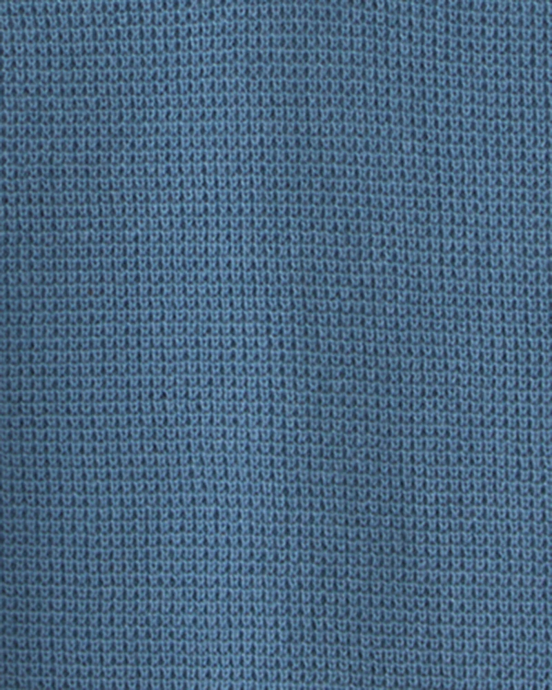 Boys Sweater-Knit Polo Shirt - Blue