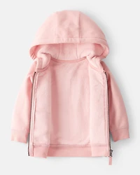 Baby Girl DayDream Fleece Long-Sleeve Hooded Zip-Up Jacket - Pink