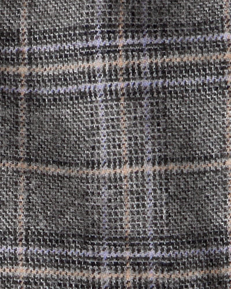 Baby Boy Plaid Long-Sleeve Zip-Up Fashion Jacket - Grey