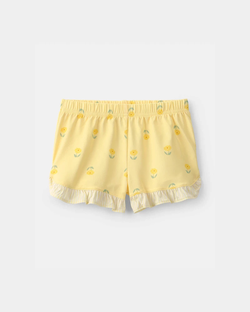 Toddler Girl Floral Sleeveless Loose Fit 2-Piece Pajama Set - Yellow