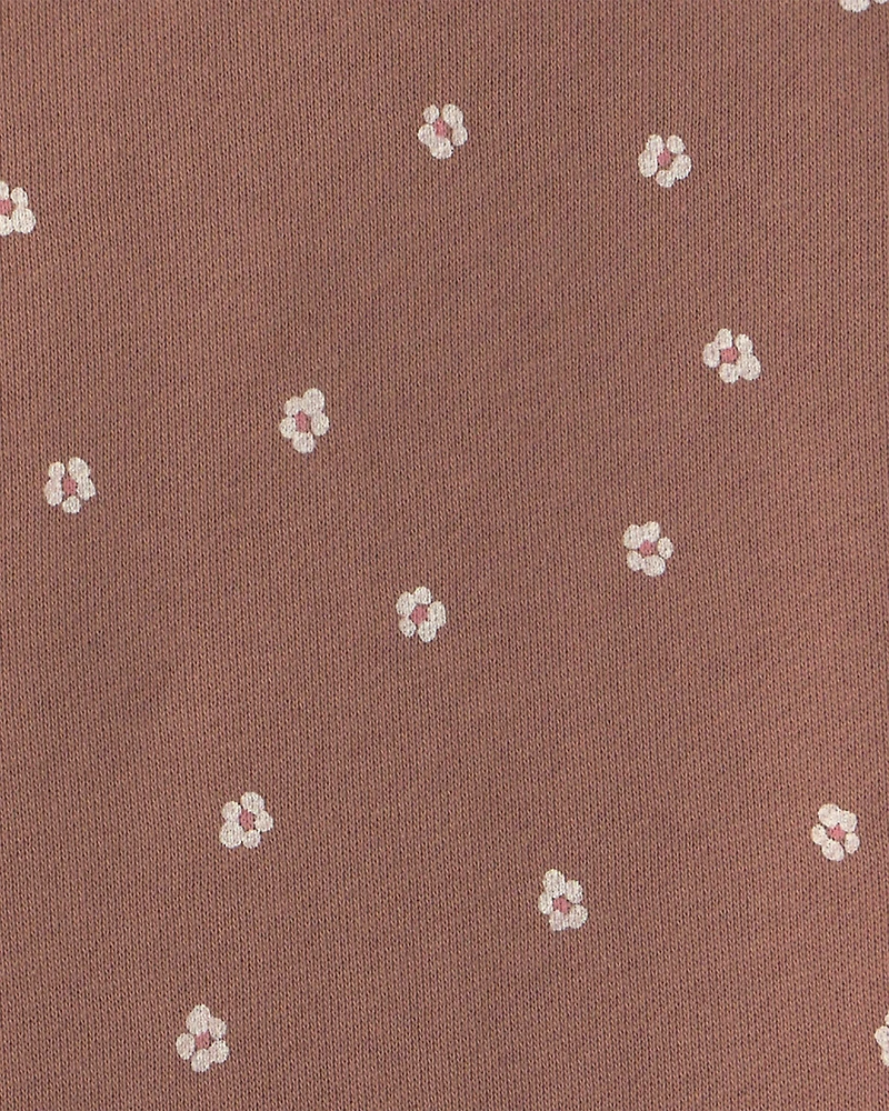 Baby Girl Floral French Terry Long-Sleeve Dress Set - Pink/Brown