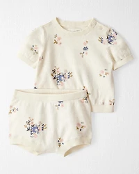 Baby Girl 2-Piece Organic Cotton Sweater Knit Set in Blooming Garden Print