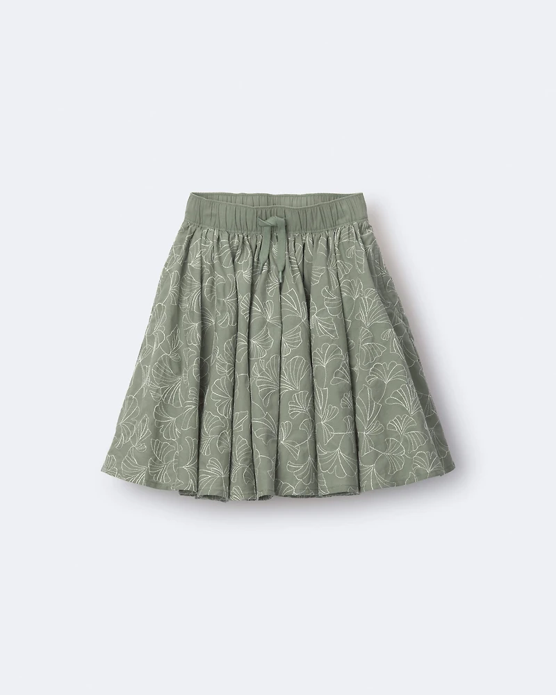 Toddler Girl Avenue Twirl™ Embroidered Midi Skirt in Floral Print - Green