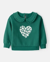 Toddler Girl Heart Long-Sleeve Pullover Sweatshirt - Green