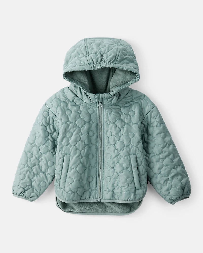 Toddler Girl Floral Quilted Long-Sleeve Midweight Jacket - Green