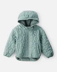 Toddler Girl Floral Quilted Long-Sleeve Midweight Jacket - Green