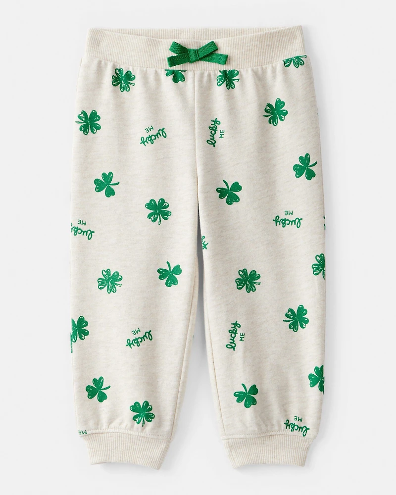 Baby Girl St. Patrick's Day French Terry Sweatshirt & Pant Set - Cream