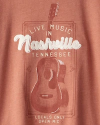 Boys Nashville Music Short-Sleeve Graphic Tee - Brown