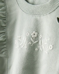 Baby Girl 3-Piece Floral Sweatshirt Outfit Set - Green