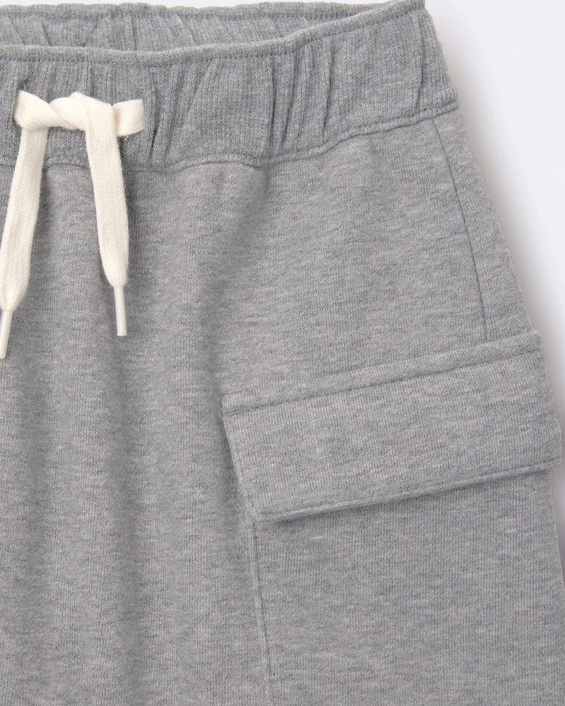 Toddler Boy French Terry Cargo Short with Pockets - Grey