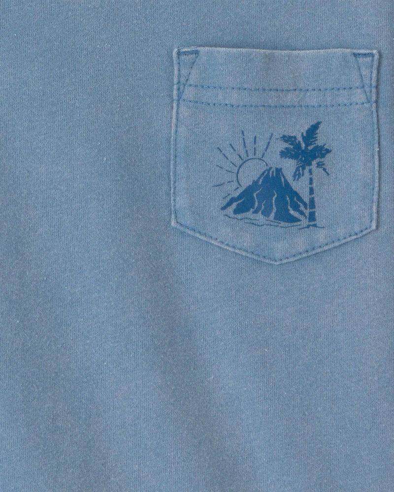 Baby Boy Tropical Island Pocket Tee - Blue