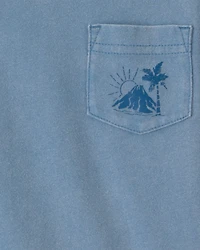 Baby Boy Tropical Island Pocket Tee - Blue