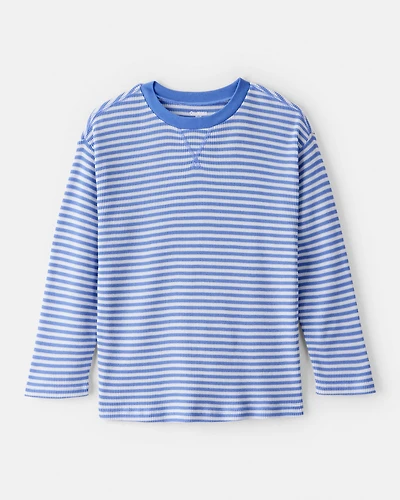 Boys Stripe Thermal Long-Sleeve Tee - Blue