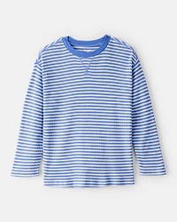 Boys Stripe Thermal Long-Sleeve Tee - Blue