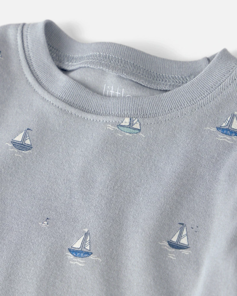 Baby 2-Piece Organic Cotton Ribbed Pajama Set in Sail Away Print