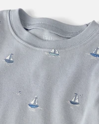 Baby 2-Piece Organic Cotton Ribbed Pajama Set in Sail Away Print