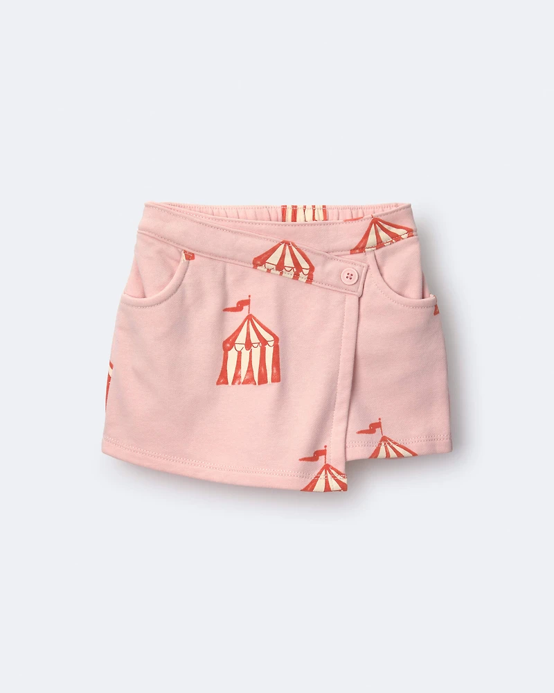 Toddler Girl Asymmetrical Skort in Big Top Print - Light Pink
