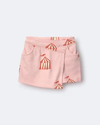 Toddler Girl Asymmetrical Skort in Big Top Print - Light Pink
