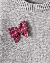 Toddler Girl Bow Cotton Long-Sleeve Sweater - Grey