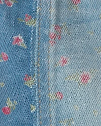 Baby Girl Floral Denim Skirt - Light Wash
