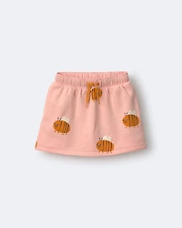 Toddler Girl Pull-On Skirt with Pockets in Bee Print - Light Pink