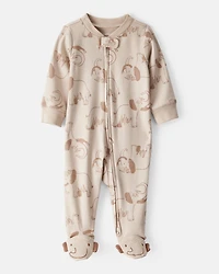 Baby Boy Mammoth Print 100% Cotton Long-Sleeve Snug Fit Sleep & Play Pajamas - Beige